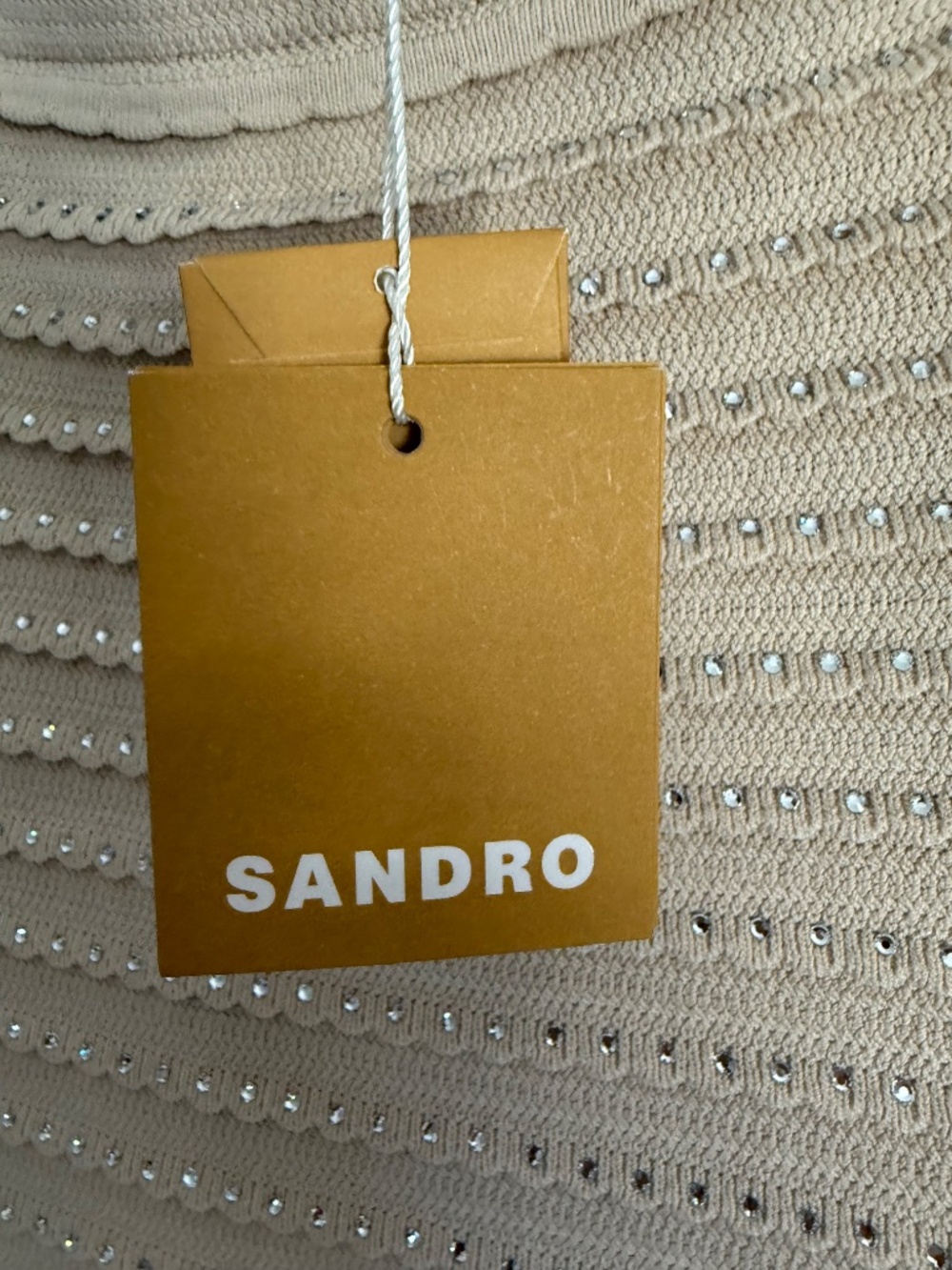 Sandro Rhinestone Embellished Knit Maxi Skirt Beige NWT Size 40 - Picture 11 of 12